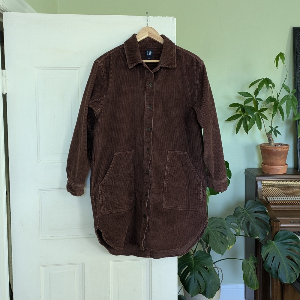 Dark brown corduroy shirt dress by GAP